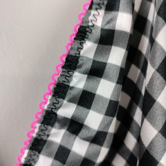NWT Victoria's Secret Black & White Gingham w/ Pink Trim Babydoll Negligee Sz. M - Picture 6 of 12